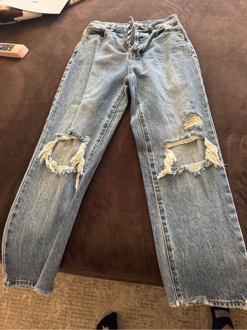 PacSun Light Blue Distressed Straight Leg Jeans